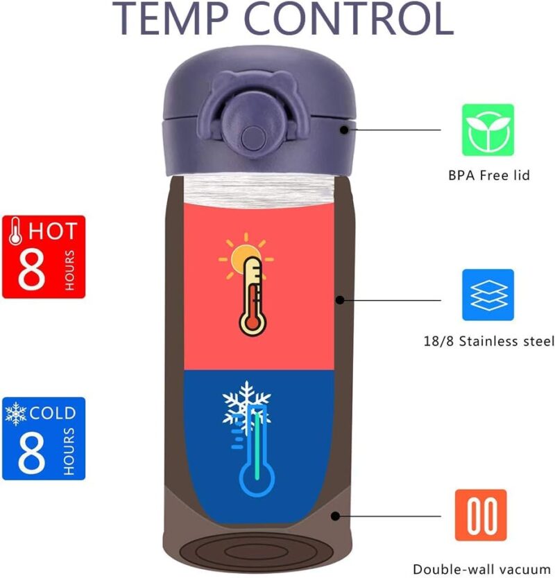 Water Bottle Thermoses Starry Sky, Thermal Vacuum Cups for Hot and Cold Drinks, BPA Free Stainless Steel Insulated Leak-proof Flask for Boys and Girls School Kids Indoor Outdoor Sports(17 oz Blue) - Image 2