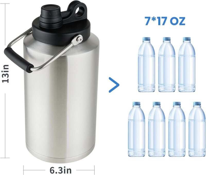1 Gallon Water Jug Bottle Insulated, 128 oz Stainless Steel Water Bottle Wide Mouth Double Vacuum Dishwasher Safe BPA Free for Hot & Cold Drinks - Image 2