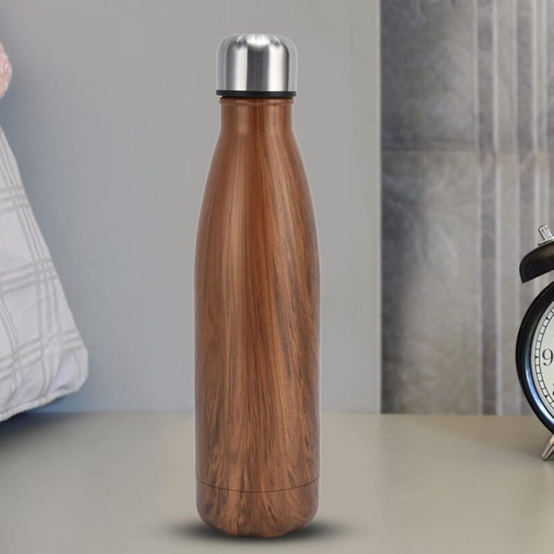 Stainless Steel Metal Insulated Water Bottle, Thermal Flask Water Bottle for Outdoor Activities (Wood Grain) - Image 2