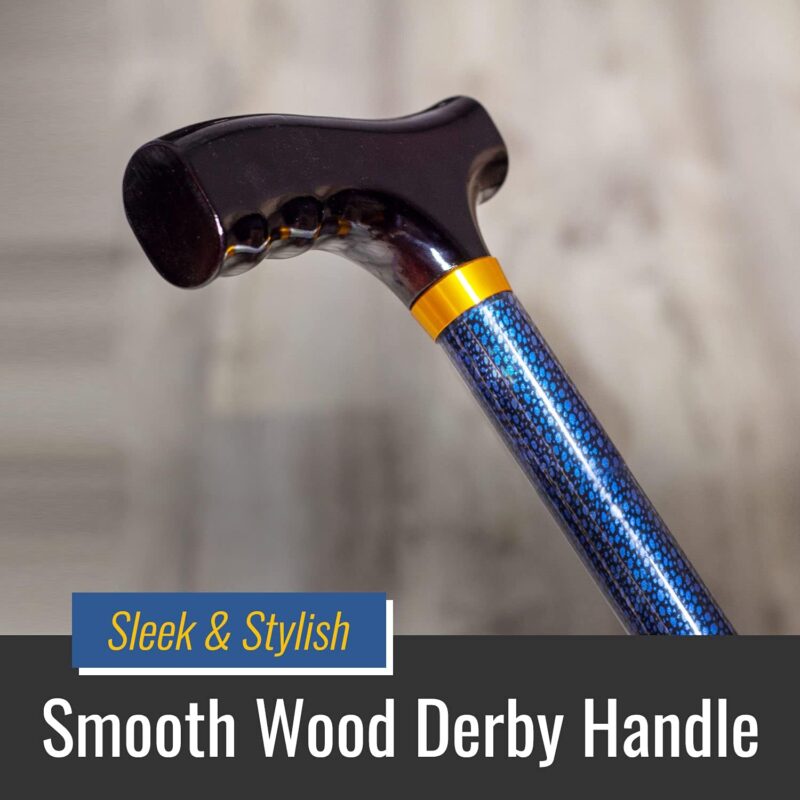 Lightweight Aluminum Adjustable Walking Cane with Derby-Top Handle for Men and Women - Image 2