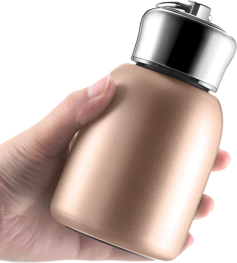 10oz Mini Water Bottles Stainless Steel Slim Insulated Thermal for Hot Cold Drink Thermal Small Vacuum Portable Water Bottle for Women Gifts Travel Camping Hiking(Rose Gold,1 Pcs)