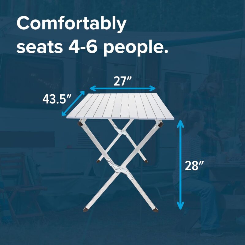 Aluminum Roll-Up Campsite Table with Carrying Bag - Ideal for Tailgating, Camping, The Beach, Parties and More - Lightweight Design and Rust Resistant (51896) - Image 2