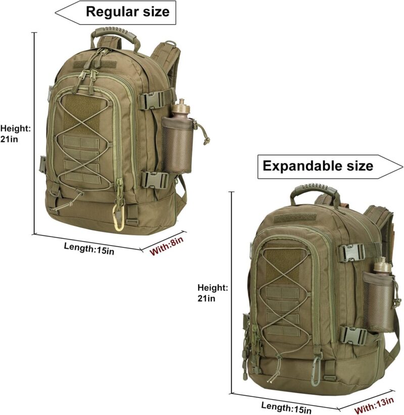 Large Military Bug Out Bag 3 Day Pack Expandable Backpack Army Daypack for Outdoor Hiking Hunting (Green) - Image 2