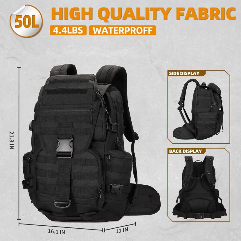 50L Military Tactical Backpack Hiking Waterproof Backpack Large Military Pack 3 Day Assault Pack  Bag Rucksack - Image 2