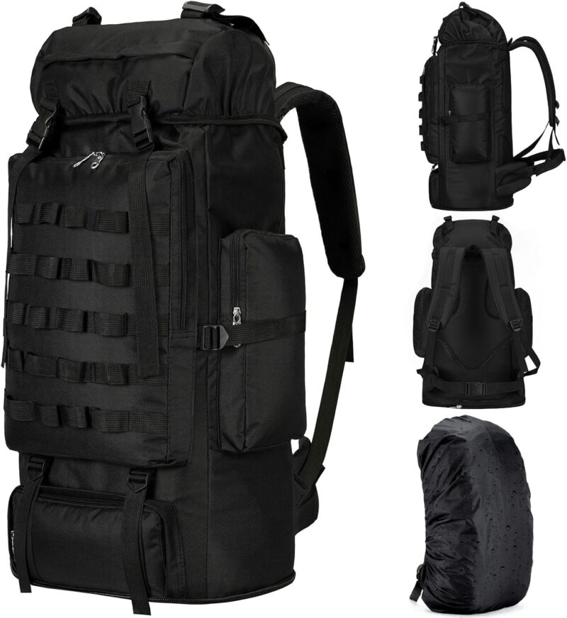 70L/100L Large Camping Hiking Backpack with Rain Cover, Waterproof  Rucksack Military Tactical Backpack, Lightweight Backpacking Daypack for Trekking Climbing Outdoor