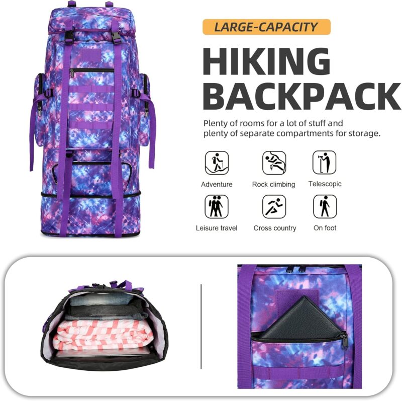 100L Hiking Camping Backpack Tactical Backpack for Men Large Survival Hunting Waterproof Backpack  Rucksack Military Camping Backpacking Daypack - Image 2