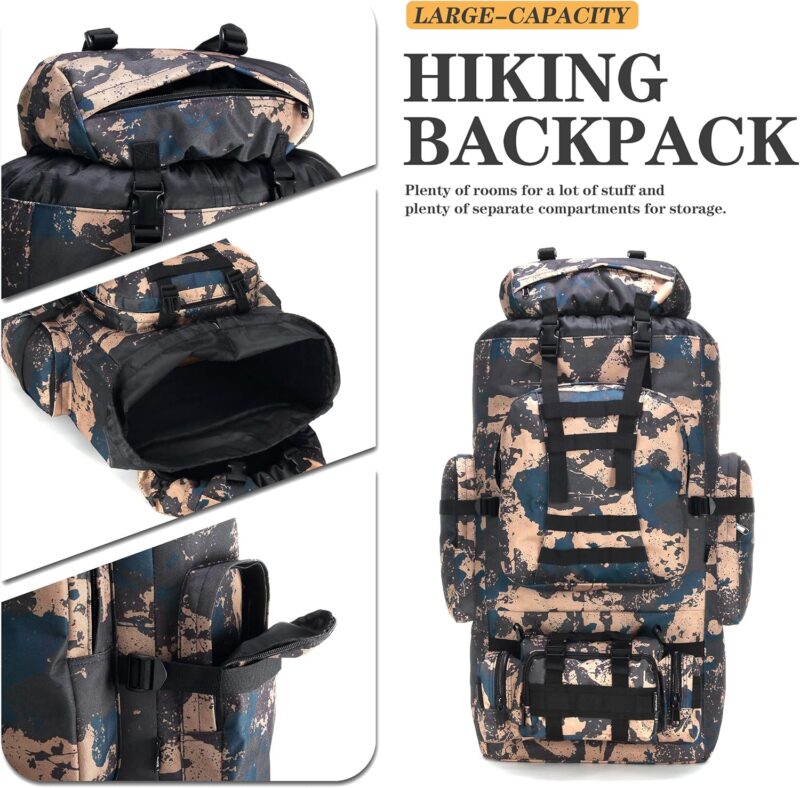 100L Camping Hiking Backpack, military Tactical rucksack backpack,Waterproof Lightweight Hiking Backpack - Image 2